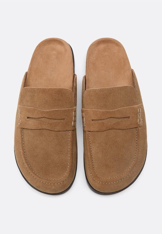 Backless Leather Loafer Clogs