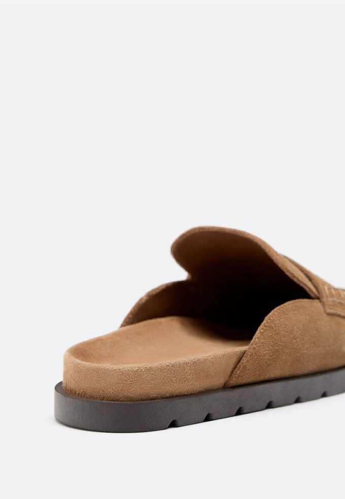 Backless Leather Loafer Clogs