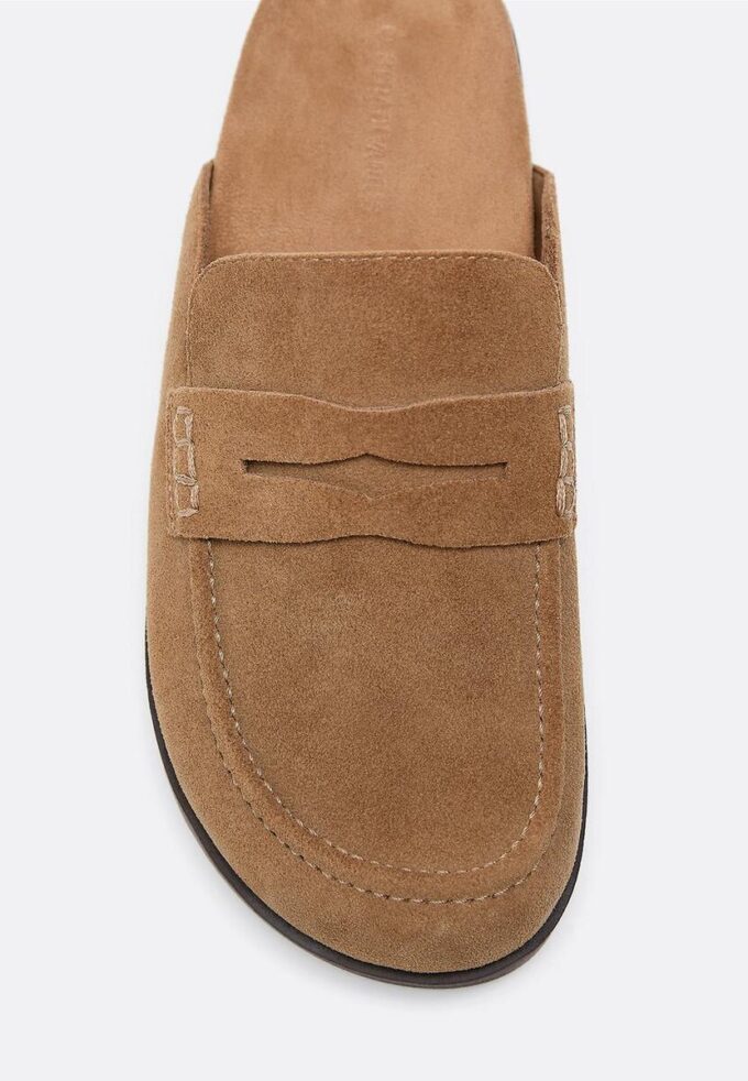 Backless Leather Loafer Clogs