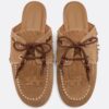 Backless Leather Loafers with Charms