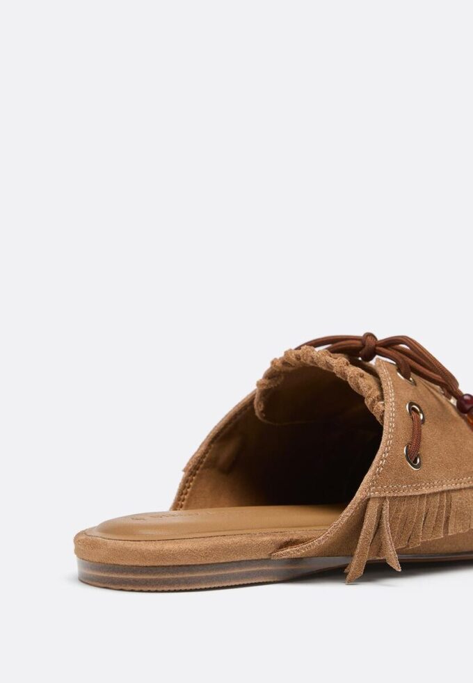 Backless Leather Loafers with Charms