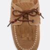 Backless Leather Loafers with Charms