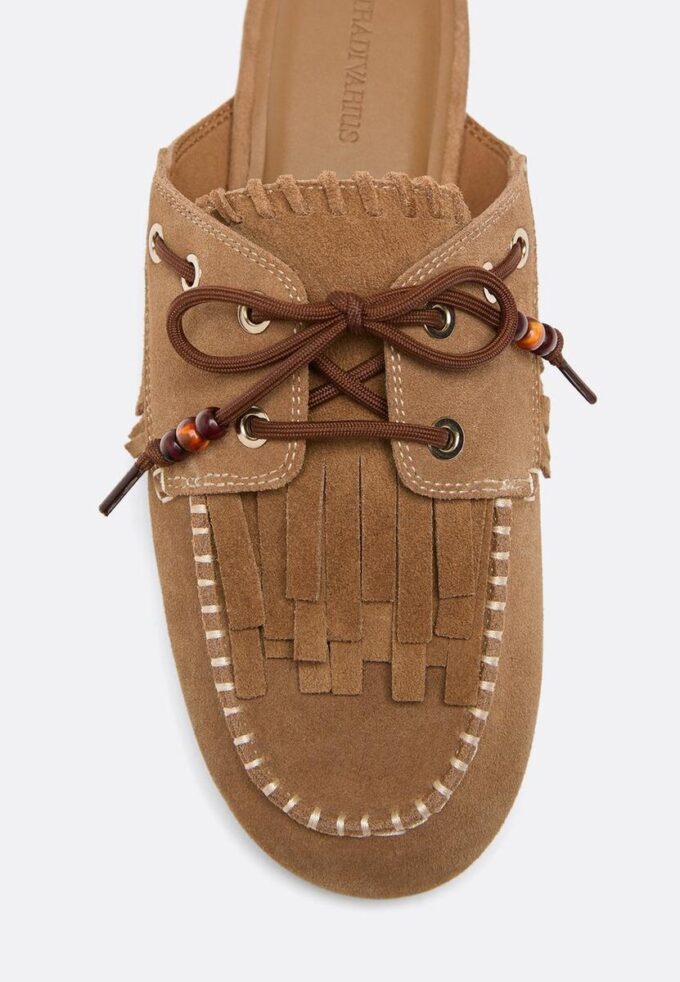Backless Leather Loafers with Charms