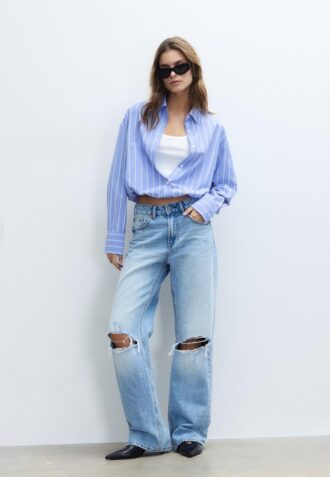 Balloon Shirt in Two Materials