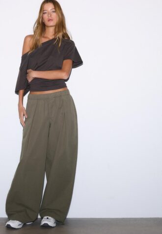 Barrel Poplin Trousers with Stoppers