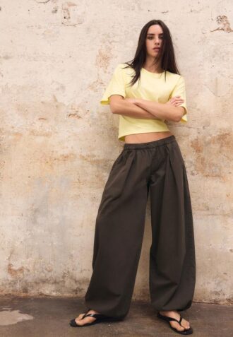 Barrel Poplin Trousers with Stoppers