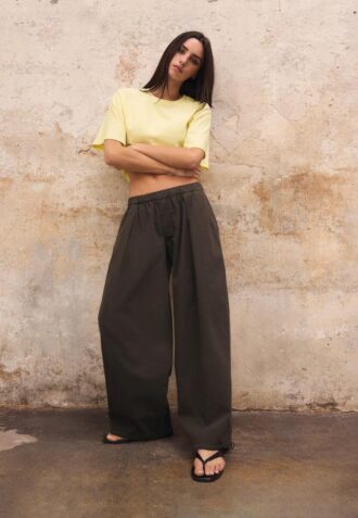 Barrel Poplin Trousers with Stoppers