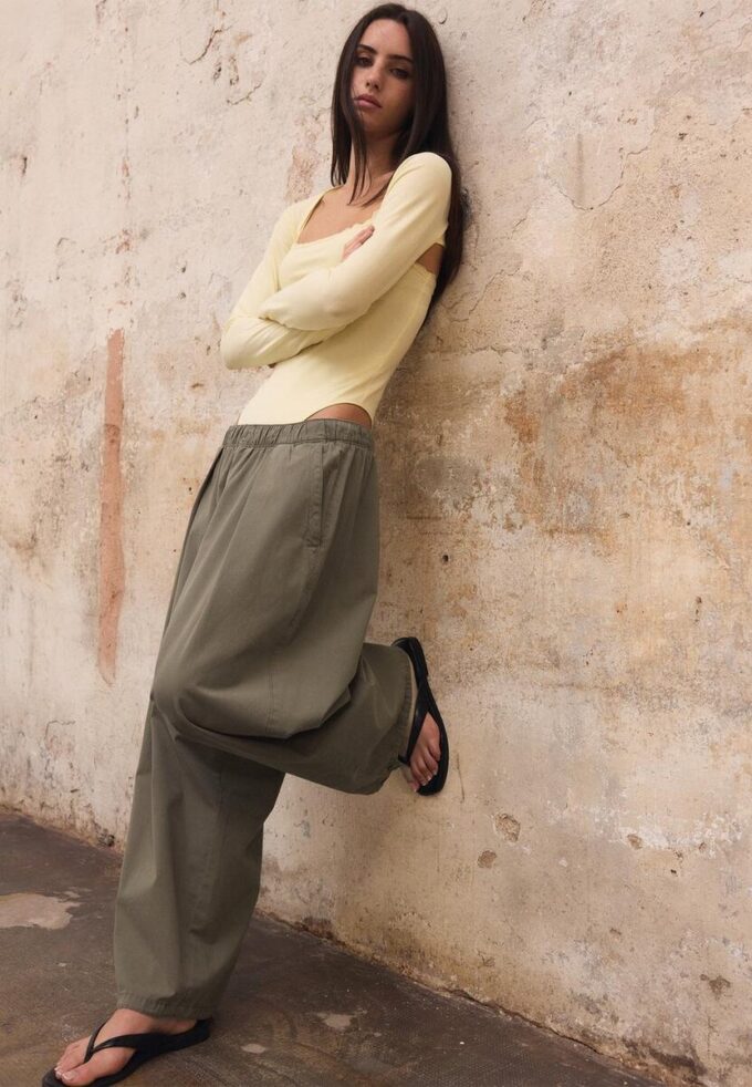 Barrel Poplin Trousers with Stoppers Barrel Poplin Trousers with Stoppers