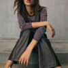 Basic Long Sleeve Striped Cotton T-Shirt