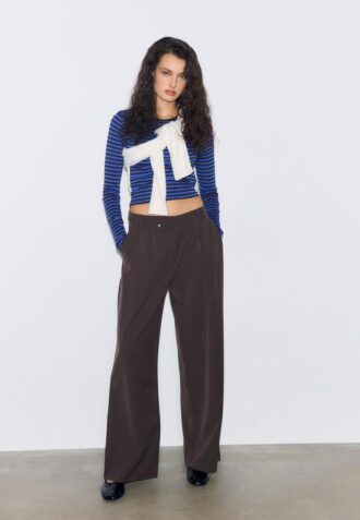 Basic Long Sleeve Striped Cotton T-Shirt