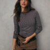 Basic Long Sleeve Striped Cotton T-Shirt