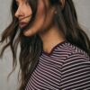 Basic Long Sleeve Striped Cotton T-Shirt