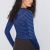 Basic Long Sleeve Striped Cotton T-Shirt