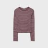 Basic Long Sleeve Striped Cotton T-Shirt