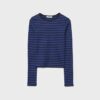 Basic Long Sleeve Striped Cotton T-Shirt