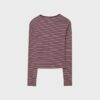 Basic Long Sleeve Striped Cotton T-Shirt