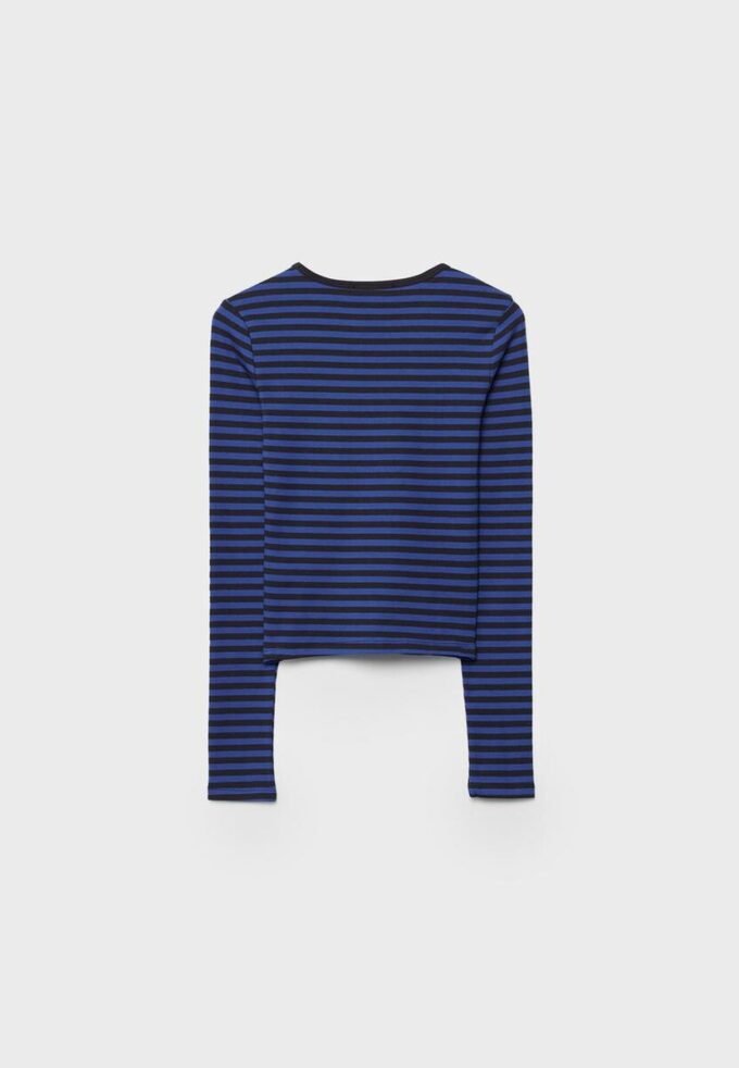 Basic Long Sleeve Striped Cotton T-Shirt