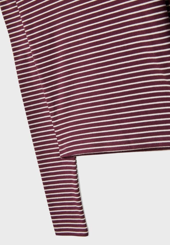 Basic Long Sleeve Striped Cotton T-Shirt