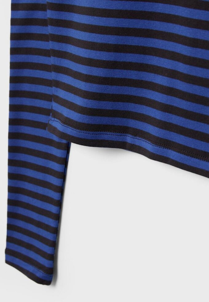 Basic Long Sleeve Striped Cotton T-Shirt