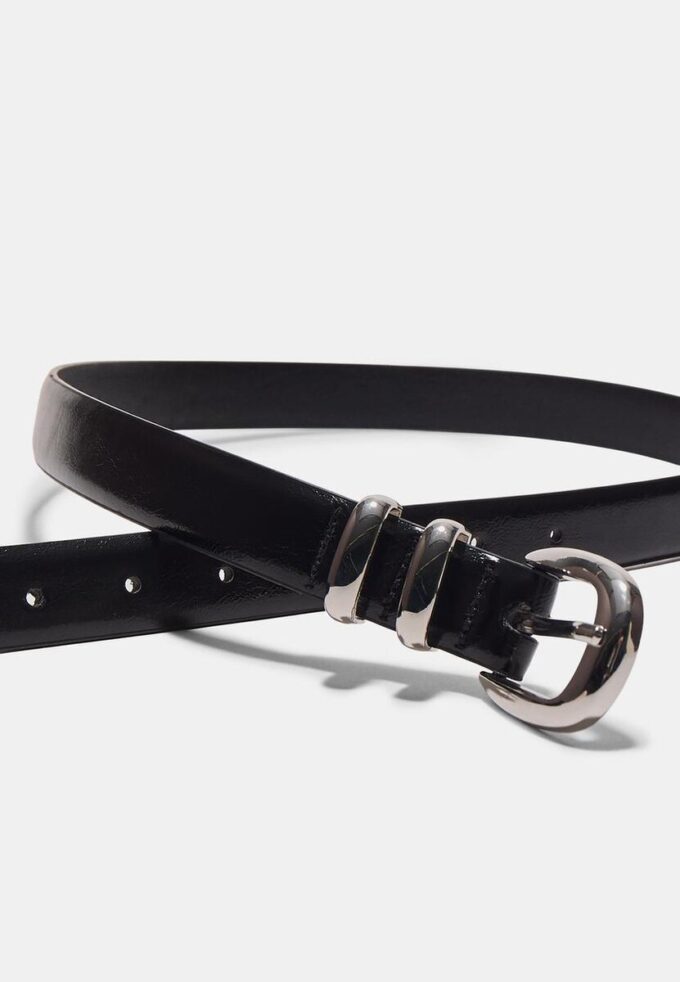 Basic Shimmery Leather Effect Belt