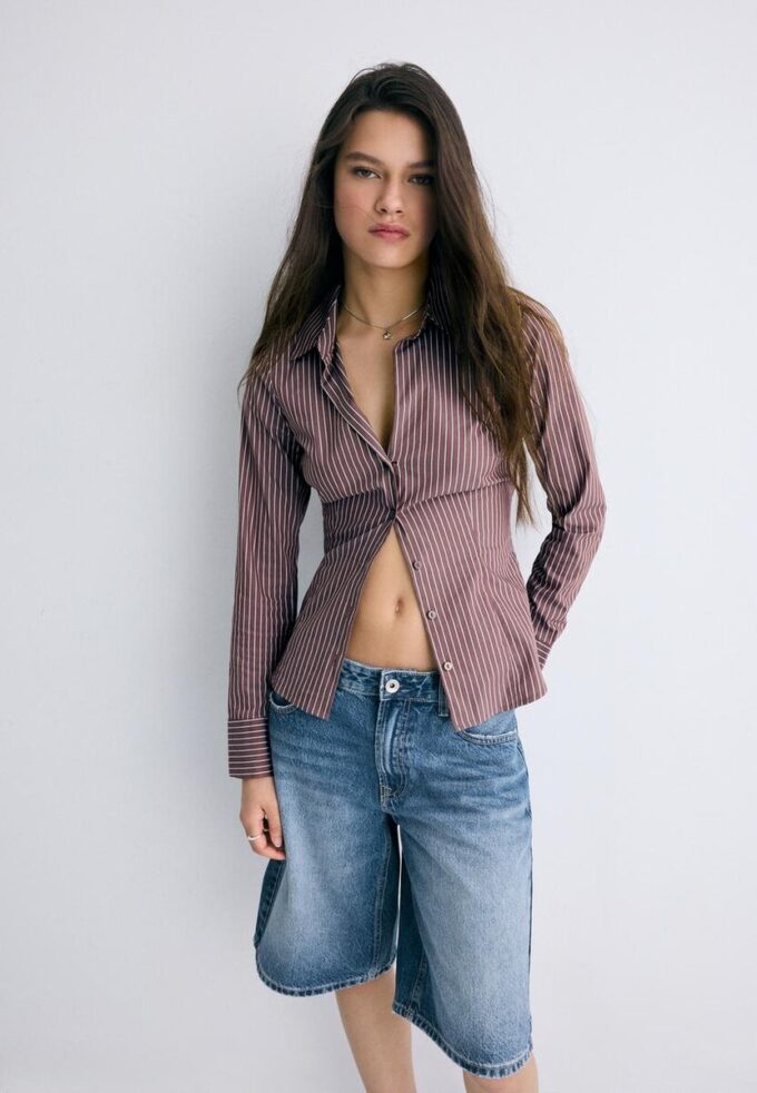 Basic Striped Fitted Shirt Basic Striped Fitted Shirt