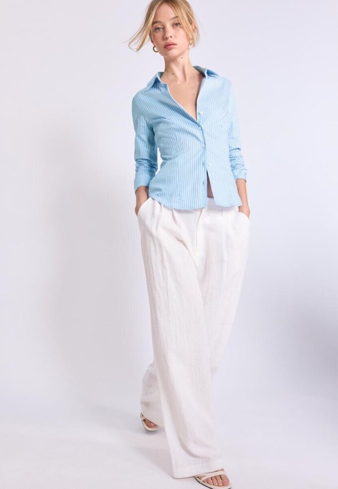Basic Striped Fitted Shirt Basic Striped Fitted Shirt