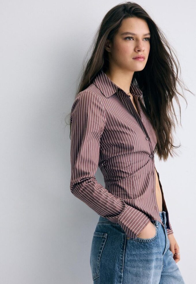 Basic Striped Fitted Shirt Basic Striped Fitted Shirt