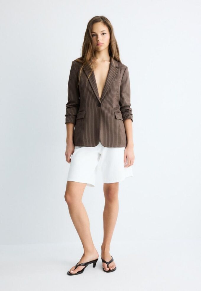 Basic Striped Knit Blazer