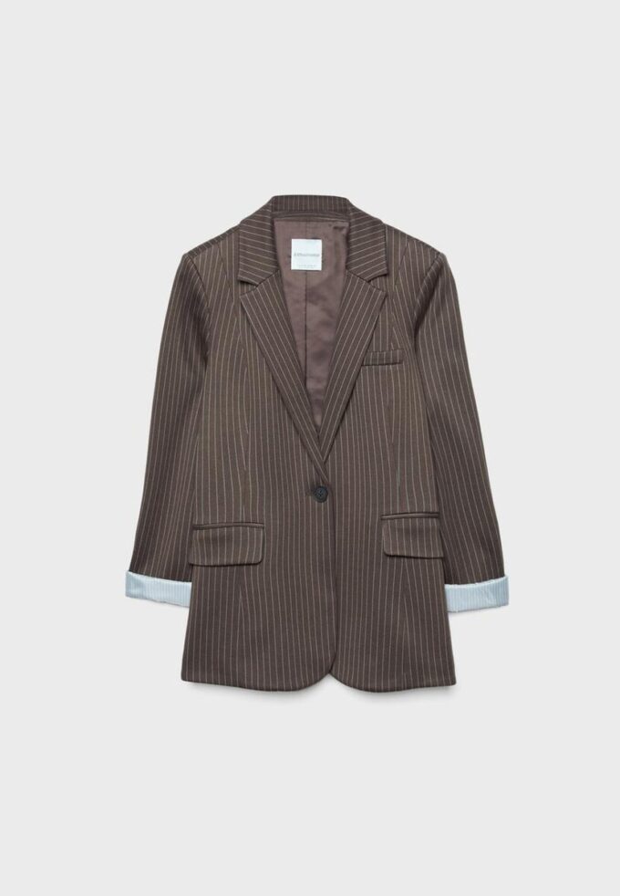 Basic Striped Knit Blazer