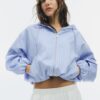 Basic Striped Nylon Hooded Jacket