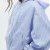 Basic Striped Nylon Hooded Jacket