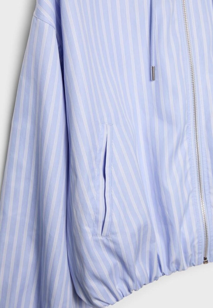 Basic Striped Nylon Hooded Jacket