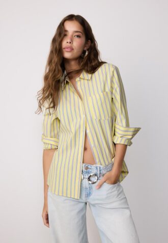 Basic Striped Poplin Shirt with Pocket