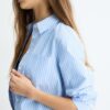 Basic Striped Poplin Shirt with Pocket