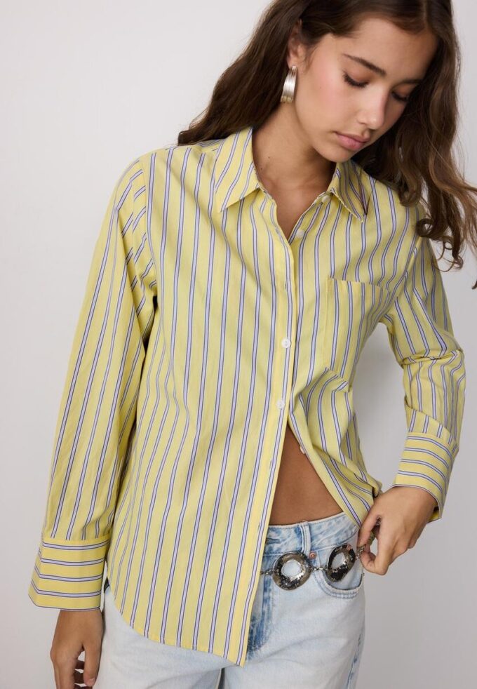 Basic Striped Poplin Shirt with Pocket Basic Striped Poplin Shirt with Pocket