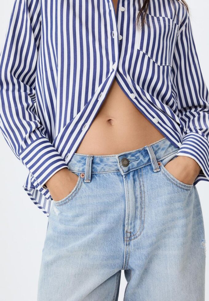 Basic Striped Poplin Shirt with Pocket Basic Striped Poplin Shirt with Pocket