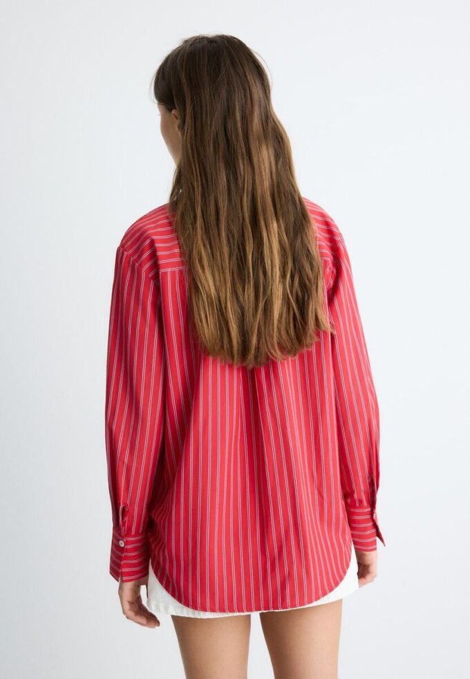 Basic Striped Poplin Shirt with Pocket Basic Striped Poplin Shirt with Pocket