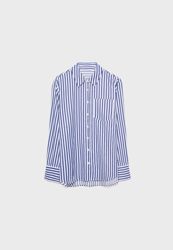Basic Striped Poplin Shirt with Pocket Basic Striped Poplin Shirt with Pocket