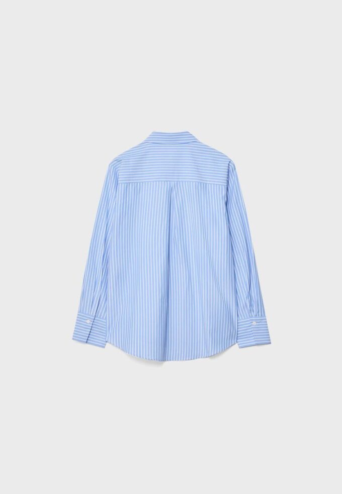 Basic Striped Poplin Shirt with Pocket