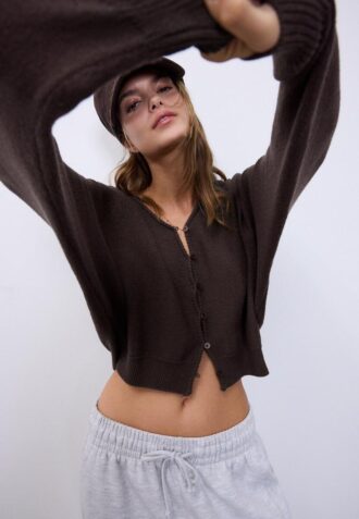 Batwing Sleeve Knit Cardigan