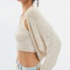 Batwing Sleeve Knit Cardigan with Tie