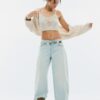Batwing Sleeve Knit Cardigan with Tie