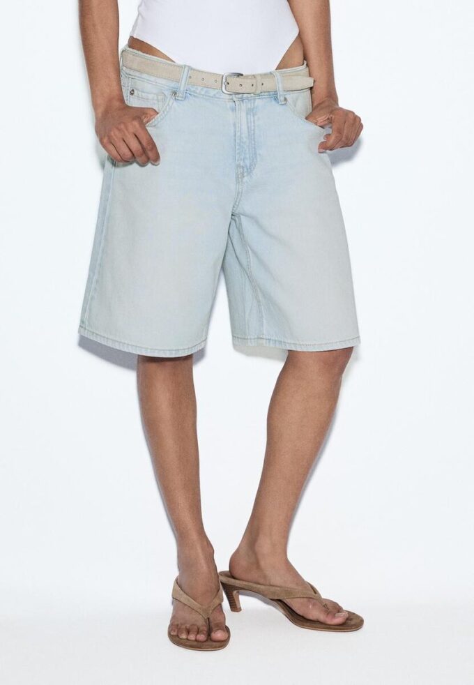 Belted Denim Bermuda Shorts Belted Denim Bermuda Shorts