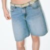 Belted Denim Bermuda Shorts