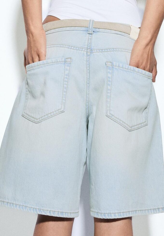 Belted Denim Bermuda Shorts Belted Denim Bermuda Shorts