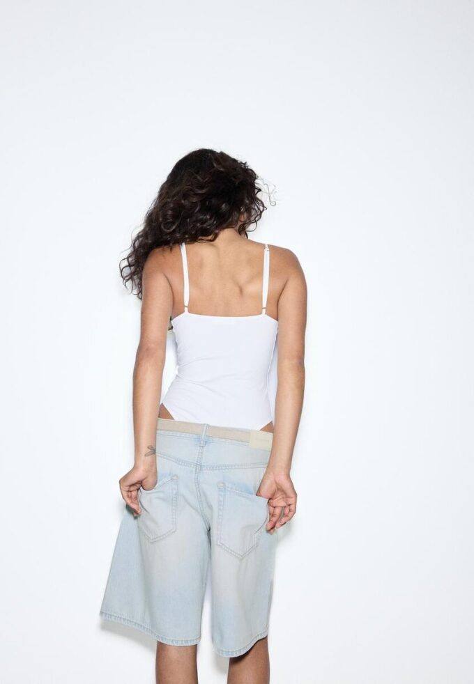 Belted Denim Bermuda Shorts Belted Denim Bermuda Shorts
