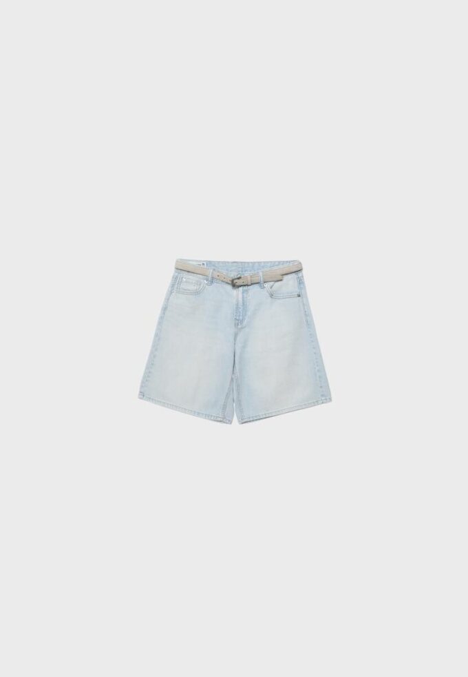 Belted Denim Bermuda Shorts Belted Denim Bermuda Shorts