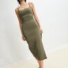 Bengaline Midi Dress with Square Neckline Bengaline Midi Dress with Square Neckline