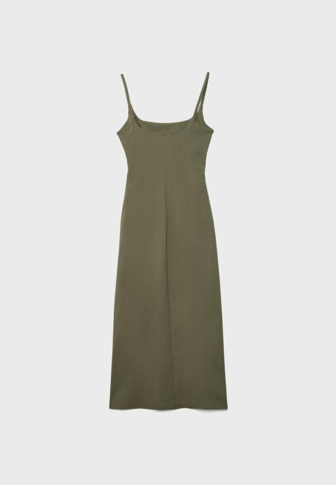 Bengaline Midi Dress with Square Neckline Bengaline Midi Dress with Square Neckline