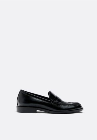 Black Leather Effect Loafers